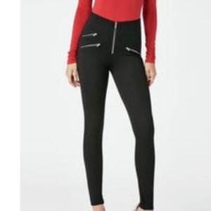 New, High Waisted Zipper Front, Black Leggings